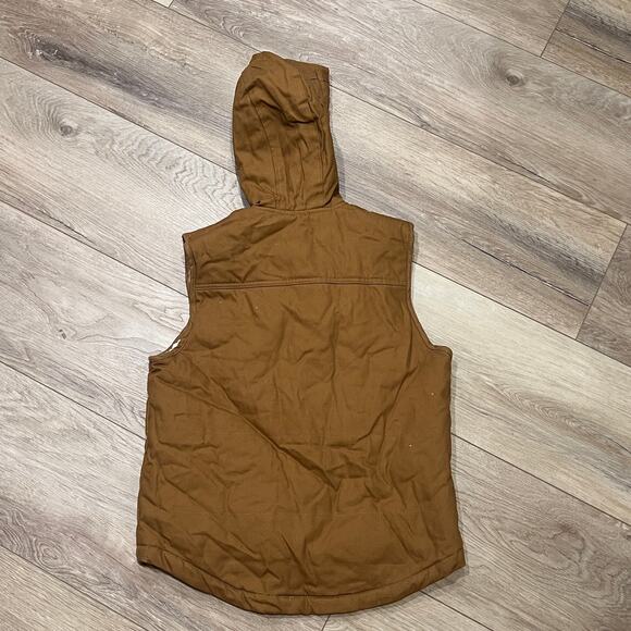 LEE Boys' Hooded Sherpa Lined Canvas Vest Size L In Wheat - Picture 4 of 8